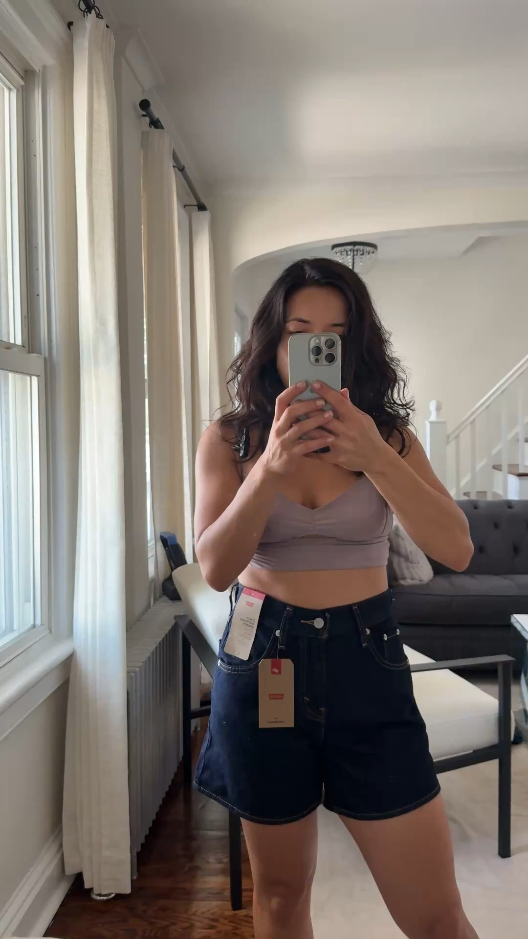 Levi’s mid thigh cinch waist shorts. Wearing size 25. True to size. 5ft 115lbs 

Currently on sale at Macys. Available in different colors!

#LTKootd #LTKPetite