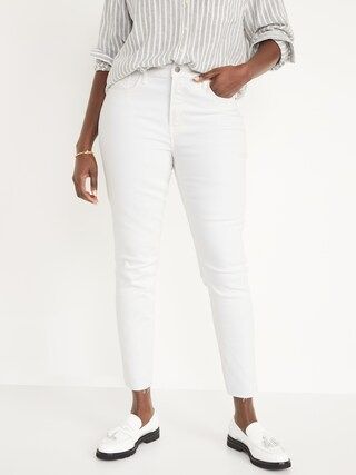 High-Waisted Rockstar Super Skinny White Cut-Off Jeans for Women | Old Navy (US)