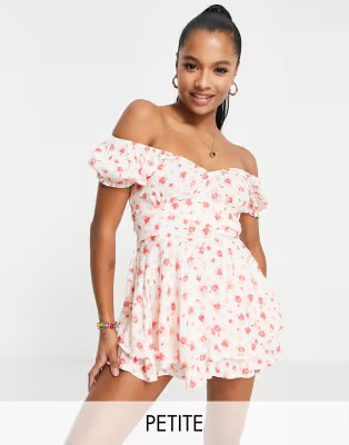 Miss Selfridge Petite rara playsuit in ivory ditsy | ASOS (Global)
