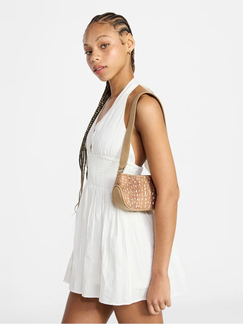 No Boundaries Women's Faux Leather Moto Shoulder Bag, Doe | Walmart (US)