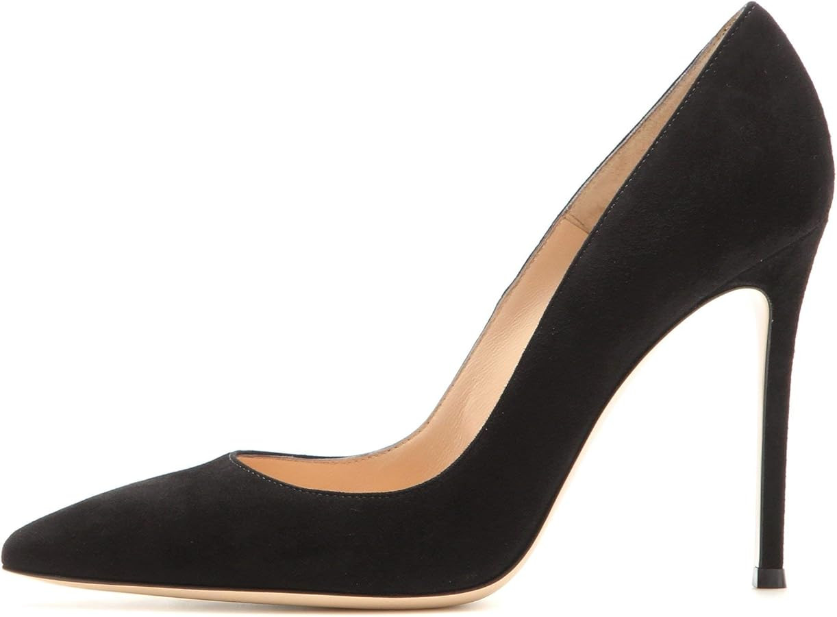 SAMMITOP Women's 10cm High Heel Pumps Slip-on Pointed Toe Sexy Dress Shoes | Amazon (US)