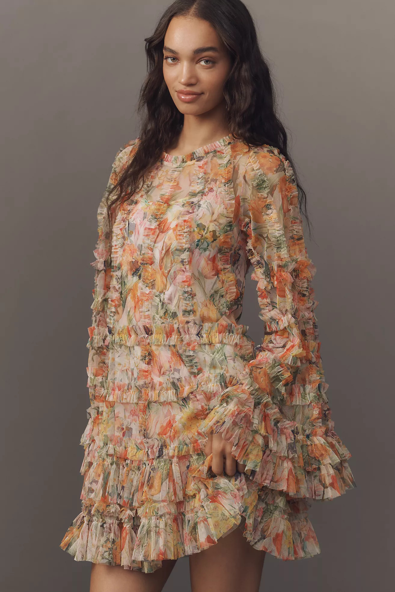 Mac Duggal Long-Sleeve Ruffled Mini Dress | Anthropologie (US)