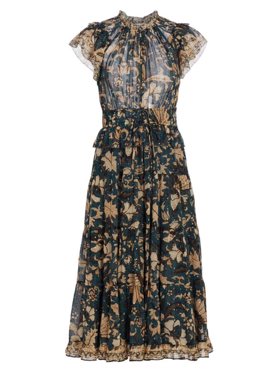 Emine Silk Floral Midi-Dress | Saks Fifth Avenue