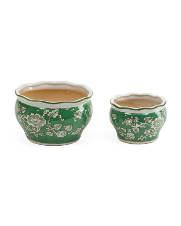 2pc Floral Chinoiserie Indoor Planters | TJ Maxx