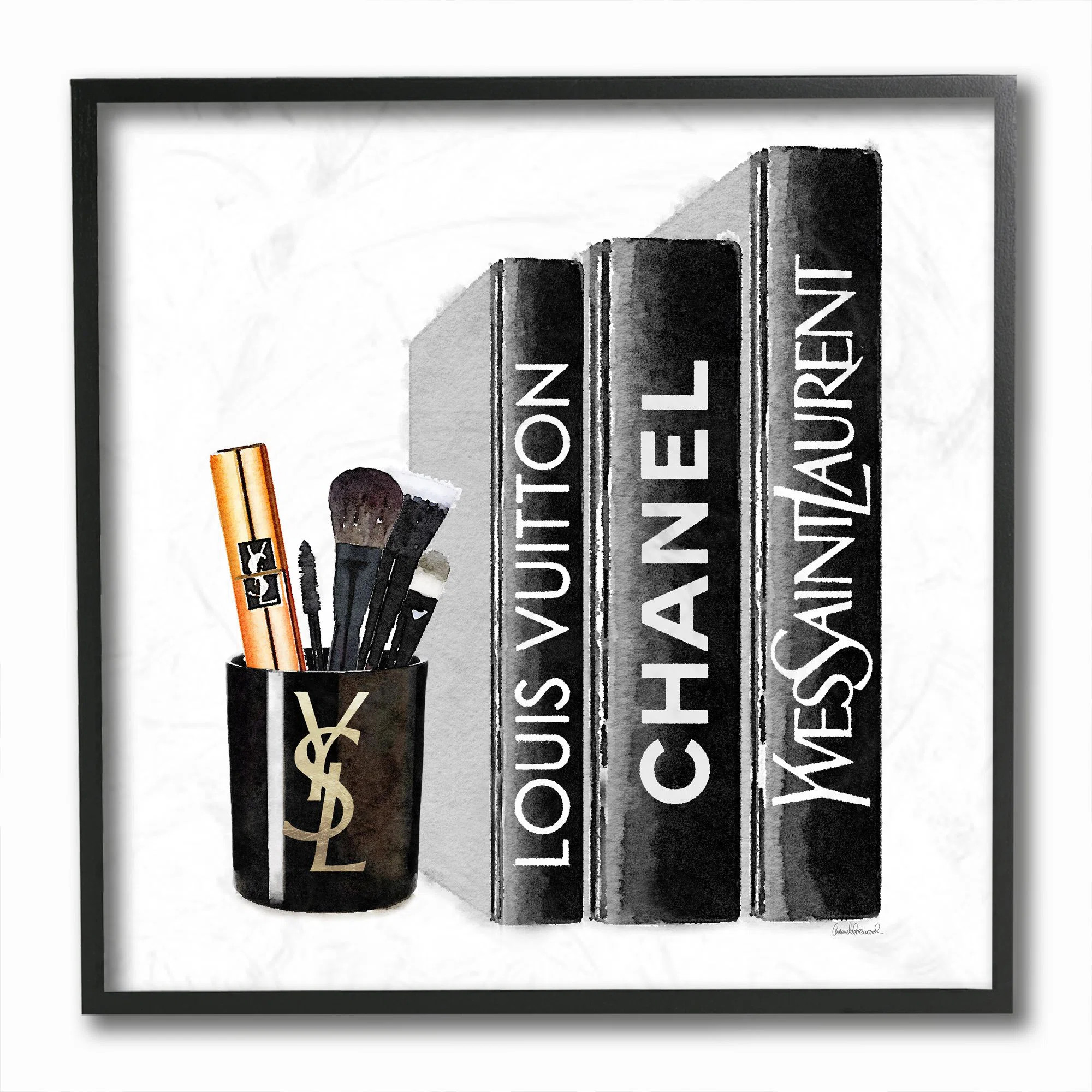 " Fashion Designer Makeup Bookstack Black Watercolor " | Wayfair North America