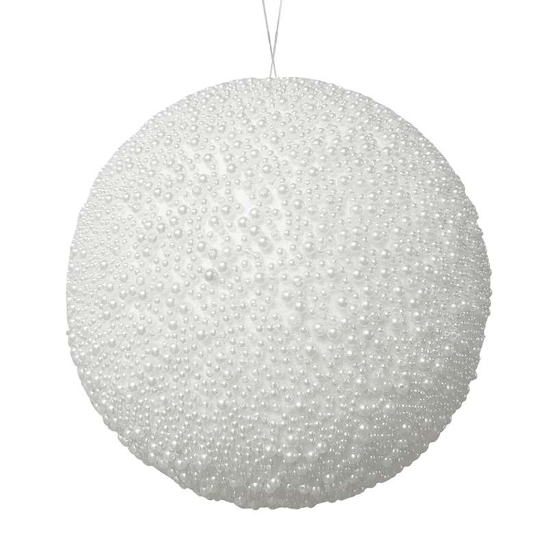 Providence Silver White with Pearls Ball Ornament, 7.8" | At Home