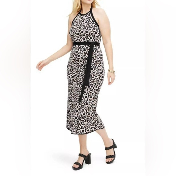 DVF @ Target Halter Poppy Midi Dress Neutral Knit Tie Neck Size Large NWT | Poshmark