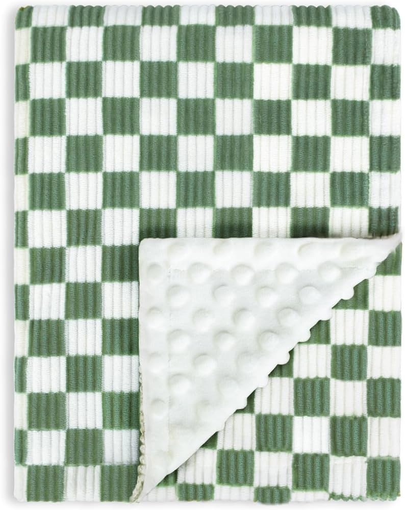 3D Checkerboard Grid Toddler Blanket for Baby Soft Cozy Corduroy Bed Blanket with Stripe Chessboa... | Amazon (US)