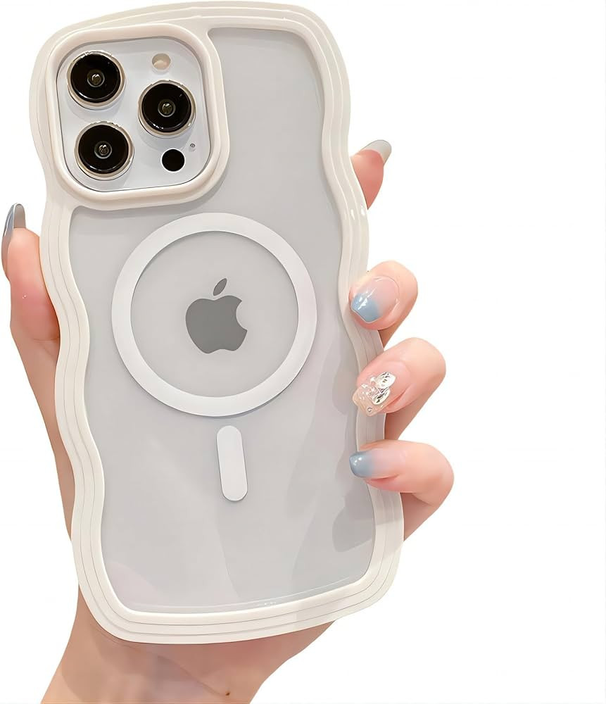 Designed for iPhone Case,[Compatible with MagSafe] Cute Curly Wave Frame Shape Clear Soft Silicon... | Amazon (US)