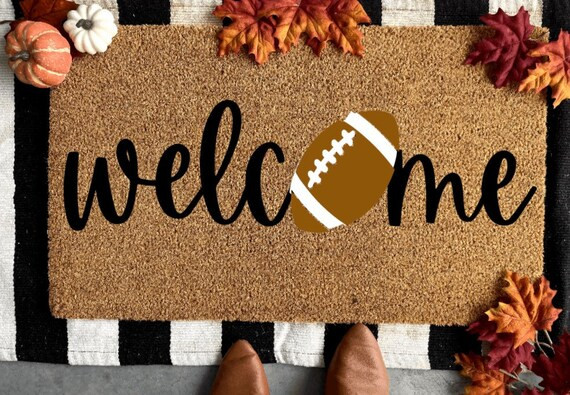 Welcome Football Doormat  Fall Porch Decor   Seasonal Decor | Etsy | Etsy (US)