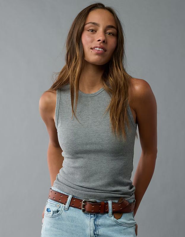 AE Plush High Neck Tank Top | American Eagle Outfitters (US & CA)