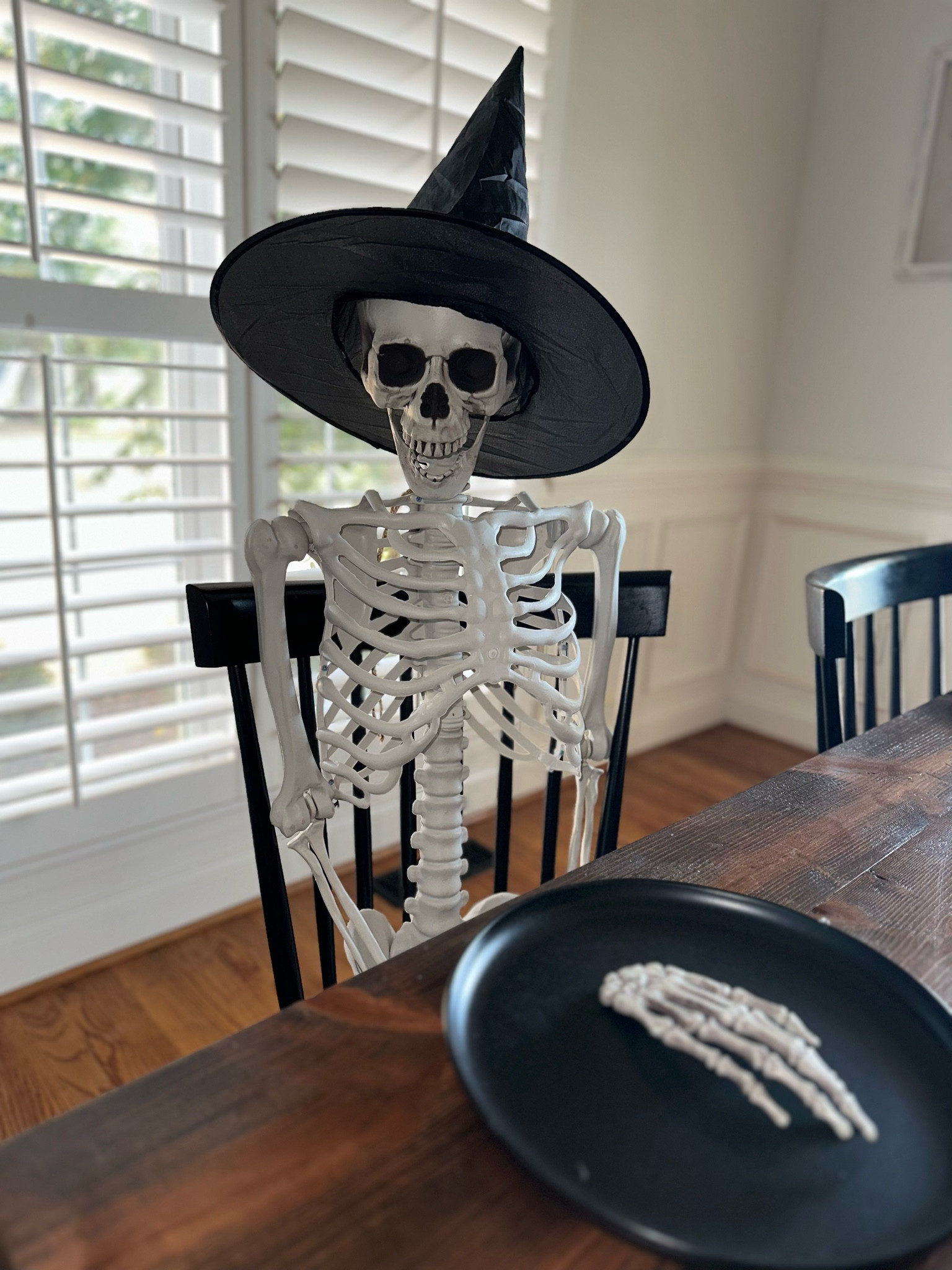 One of our favorite Halloween decorations… our skeleton that joins us at our dining room table every year. ☠️

#LTKFallSale #LTKHalloween #LTKHome