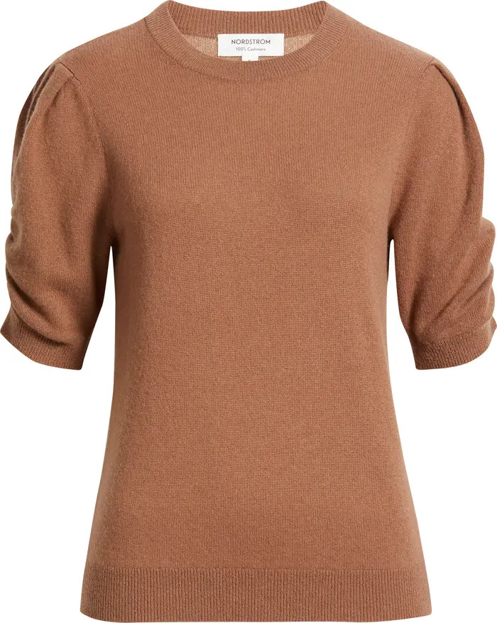 Ruched Short Sleeve Cashmere Sweater | Nordstrom