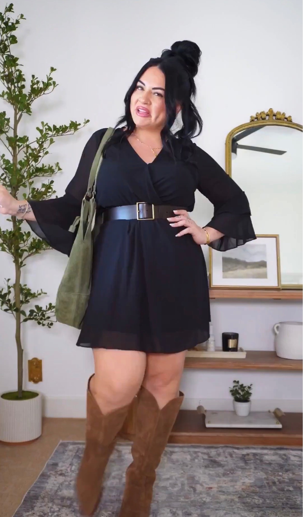 Size large in this cute black mini dress!

#LTKootd #LTKSeasonal