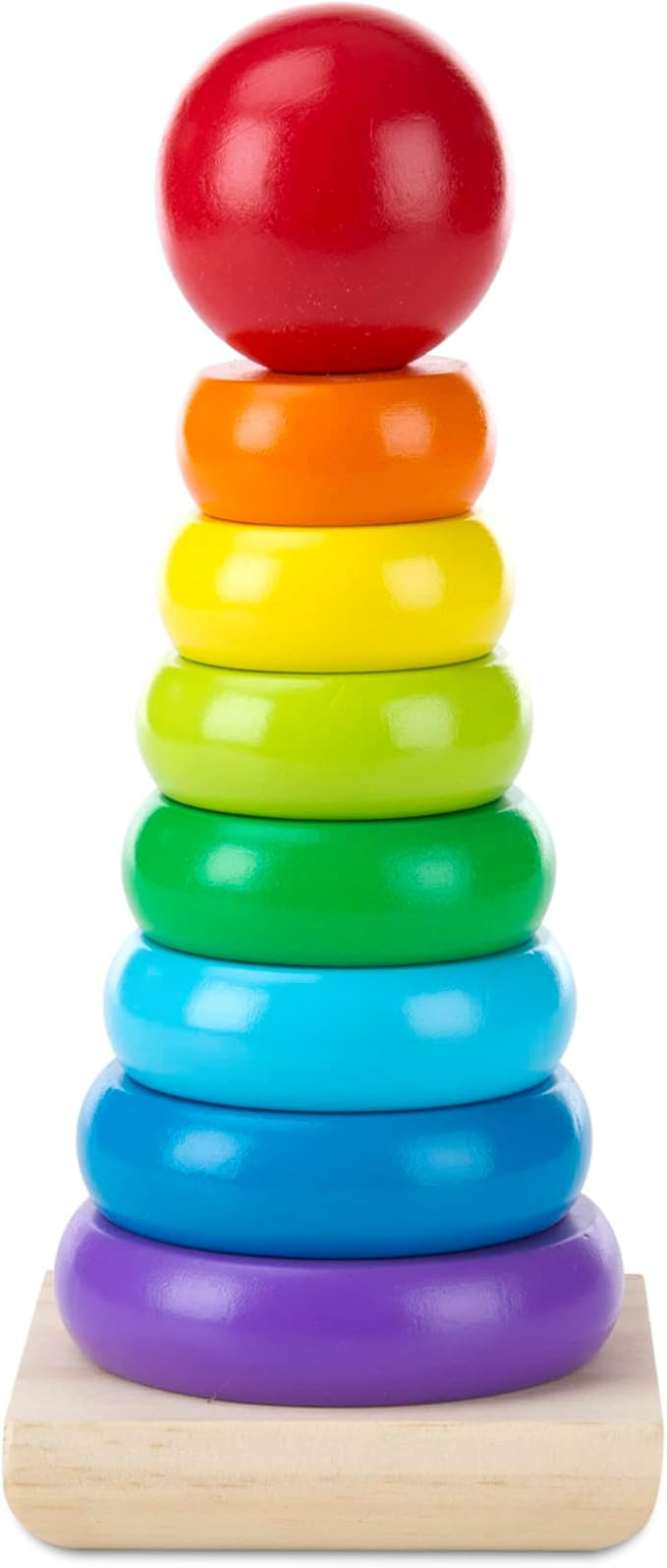 Melissa & Doug Rainbow Stacker Wooden Ring Educational Toy - Wooden Rainbow Stacking Rings Baby T... | Amazon (US)