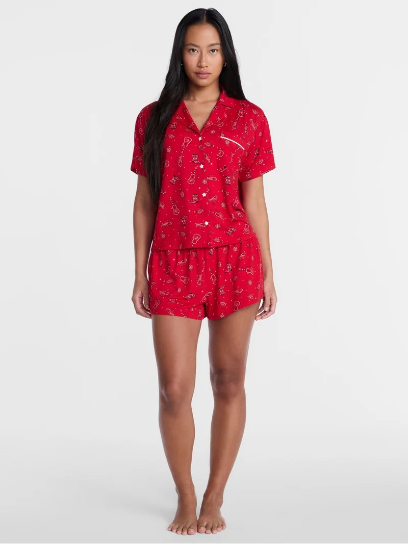 Country Festival Fourth of July  Women's Notch Top and Shorts Pajama Set from Way to Celebrate, 2... | Walmart (US)