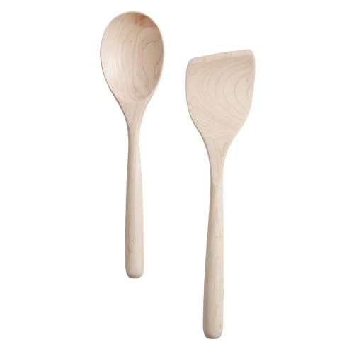 Wooden Spoons for Cooking,12 Inch Comfort Thick Handle Wood Spoons,Wooden Kitchen Utensils for Stirring Scraping Flipping,Non-Stick Cookware Safe(Maple-Spatula Spoons Set) | Amazon (US)