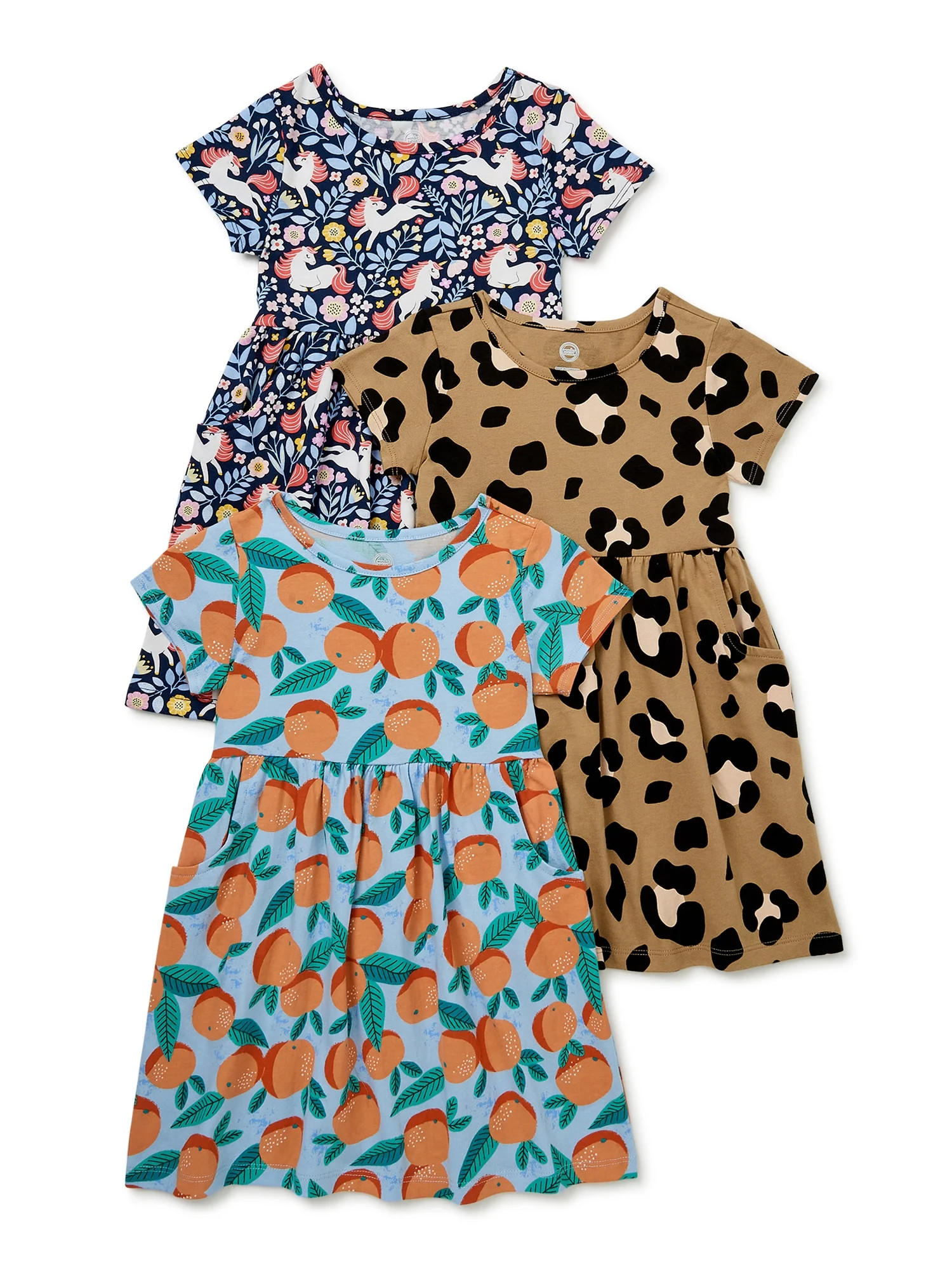 Wonder Nation Baby and Toddler Girl Knit Dress with Pockets, 3 Pack, 12 Months-5T | Walmart (US)