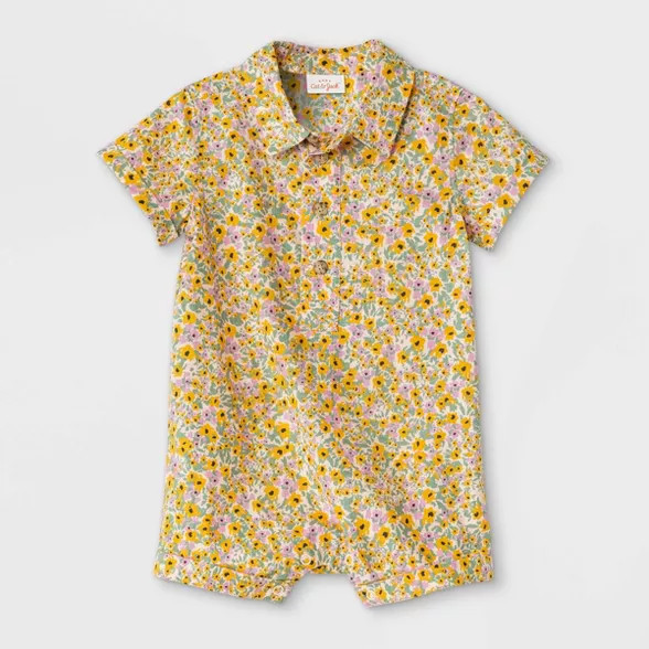 Baby Boys' Floral Woven Romper - Cat & Jack™ Yellow | Target