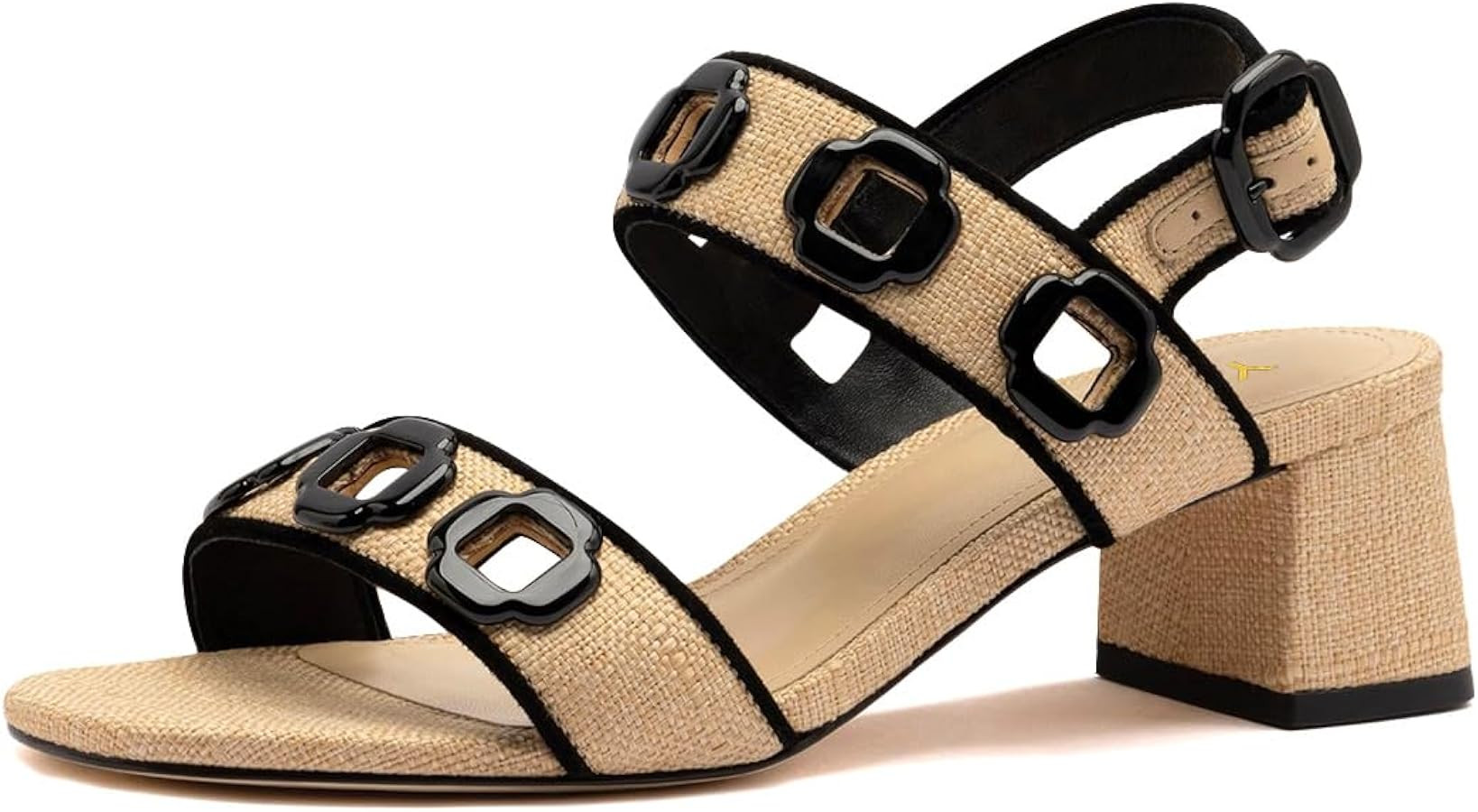 Amazon.com | YDN Women's Fashion Open Toe Sandals Chunky Block Dressy Low Heels Backstrap with Bu... | Amazon (US)