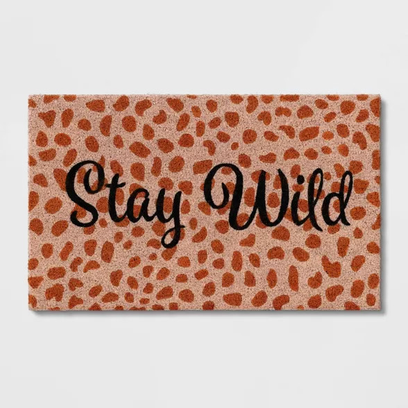 1'6"x2'6" 'Stay Wild' Leopard Doormat Pink - Opalhouse™ | Target