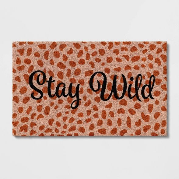 1'6"x2'6" 'Stay Wild' Leopard Doormat Pink - Opalhouse™ | Target