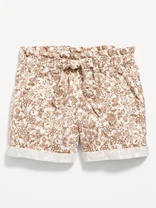 High-Waisted Twill Tie-Front Utility Midi Shorts for Girls | Old Navy (US)