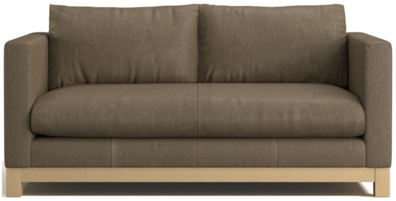 Pacific Wood Bench Leather Apartment Sofa + Reviews | Crate & Barrel | Crate & Barrel