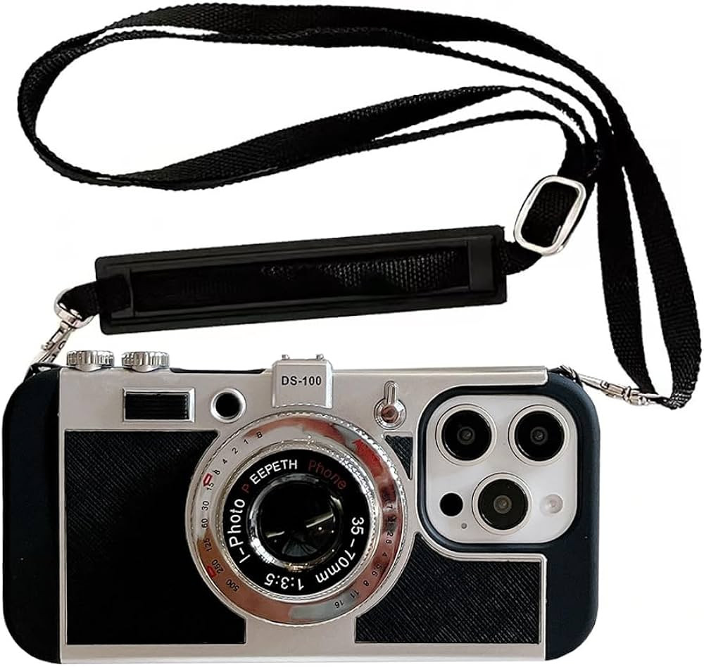 QoKcoahn Case Compatible with iPhone 16 Pro Max,Cute 3D Vintage Camera Phone Case with Hand Strap... | Amazon (UK)