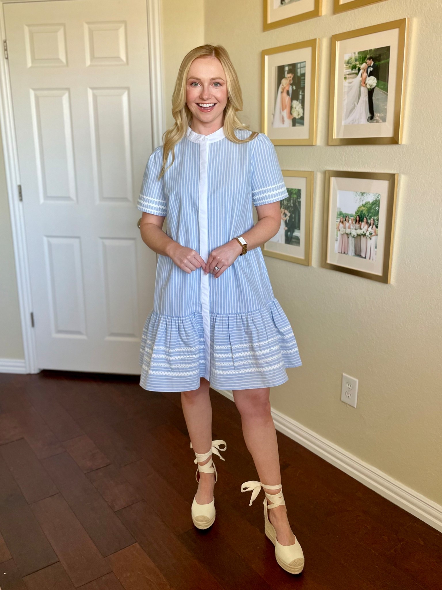 The cutest blue and white dress for spring! I absolutely love this silhouette. Wearing an XS | ricrac, Easter dress, spring dress, summer dress, coastal dress, coastal style 

#LTKSaleAlert #LTKSeasonal #LTKStyleTip