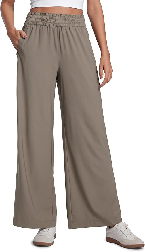 CRZ YOGA Lightweight Drapey Wide Leg Pants for Women 30" Flowy High Waisted Casual Lounge Travel ... | Amazon (US)