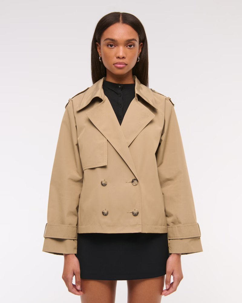 Women's Relaxed Short Trench Coat | Women's Coats & Jackets | Abercrombie.com | Abercrombie & Fitch (US)