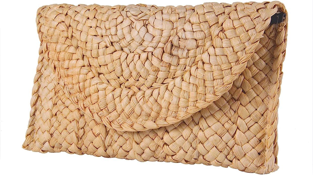 Jywmsc Women's Straw Clutch Purse Summer Beach Bags Envelope Wallet Woven Handbags | Amazon (UK)