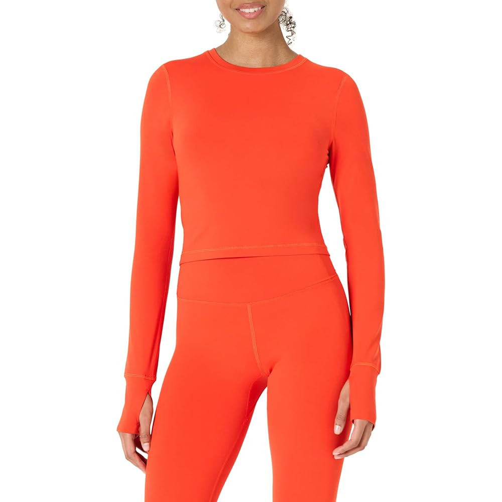 Amazon Essentials Women's Active FormFlex Buttery Soft Long Sleeve Slim Fit Crop Layering Workout... | Amazon (US)