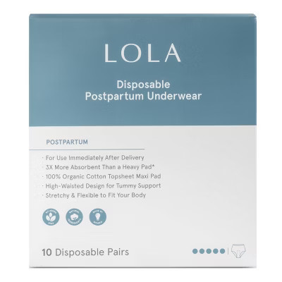 LOLA Postpartum Underwear with Organic Cotton Maxi Pad - 10ct | Target