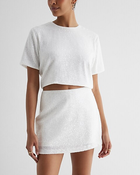 Super High Waisted Sequin Mini Skort | Express