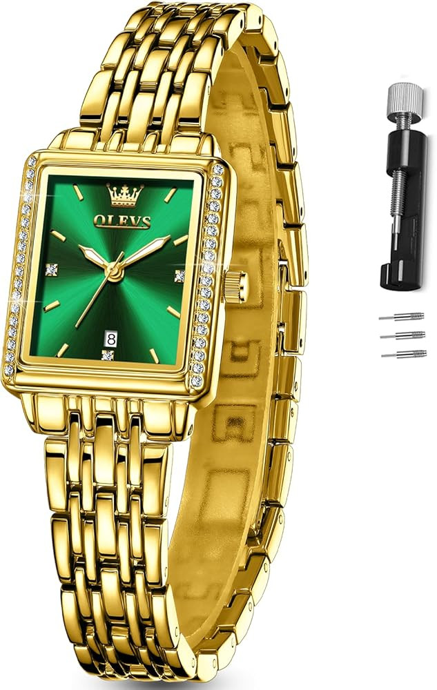 OLEVS Gold Watches for Women Square Luxury Business Rectangle Ladies Watches for Woman with Date ... | Amazon (US)