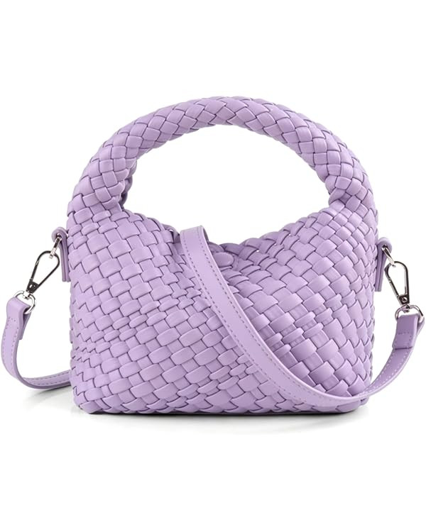 Woven Crossbody Bag Small Tote Cute Purse for Women,Top Handle Handbag Pu Leather Shoulderbag wit... | Amazon (US)