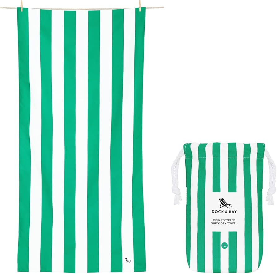 Dock & Bay Beach Towel - Quick Dry, Sand Free - Compact, Lightweight - 100% Recycled - Includes B... | Amazon (US)