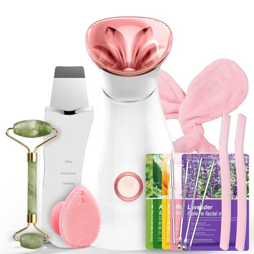 Facial Steamer Skin Care Kit: Face Steamer Home Spa Deep Cleaning Unclogs Pores - Humidifier Hot Mist Relaxing Self Care Gifts for Women with 17 Skin Care Tools | Amazon (US)