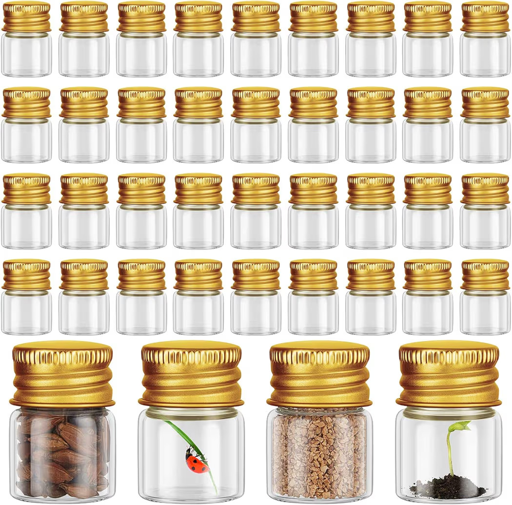 Tessco for you 100 Pcs 5 ml Mini Glass Bottles with Aluminum Cap Tiny Jars Mini Glass Jars Small ... | Amazon (US)