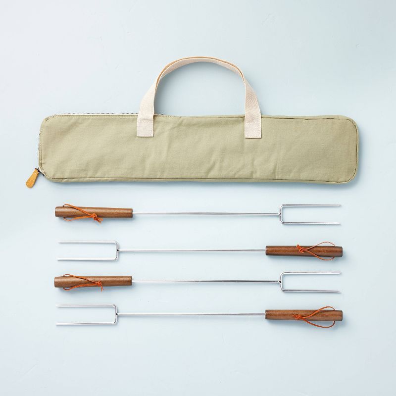 4pc Stainless Steel Grilling Skewers with Canvas Bag - Hearth & Hand™ with Magnolia | Target