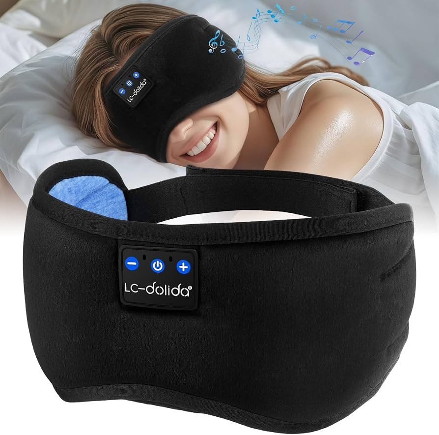 LC-dolida Sleep Mask with Bluetooth Headphones for Side Sleeper, Total Blackout Cotton Eye Sleepi... | Amazon (UK)
