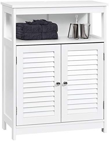 Tangkula Bathroom Floor Cabinet, Wooden Freestanding Storage Cabinet with Double Shutter Door & A... | Amazon (US)