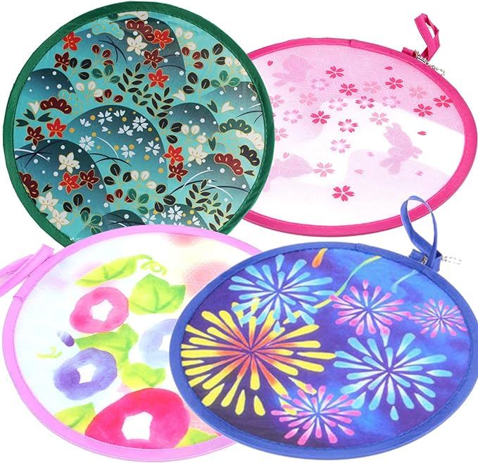 MXY Foldable Fan Japanese Style Summer Handheld Round Folding Fan Beautiful Pattern Festival Deco... | Amazon (US)