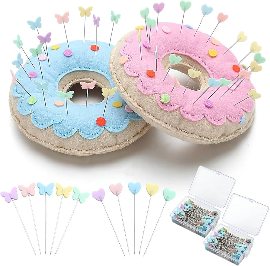 Fiwochic 2 Pcs Donut Pin Cushions for Sewing Cute Gifts Supplies Mother's Day, Pin Cushion with 2... | Amazon (US)