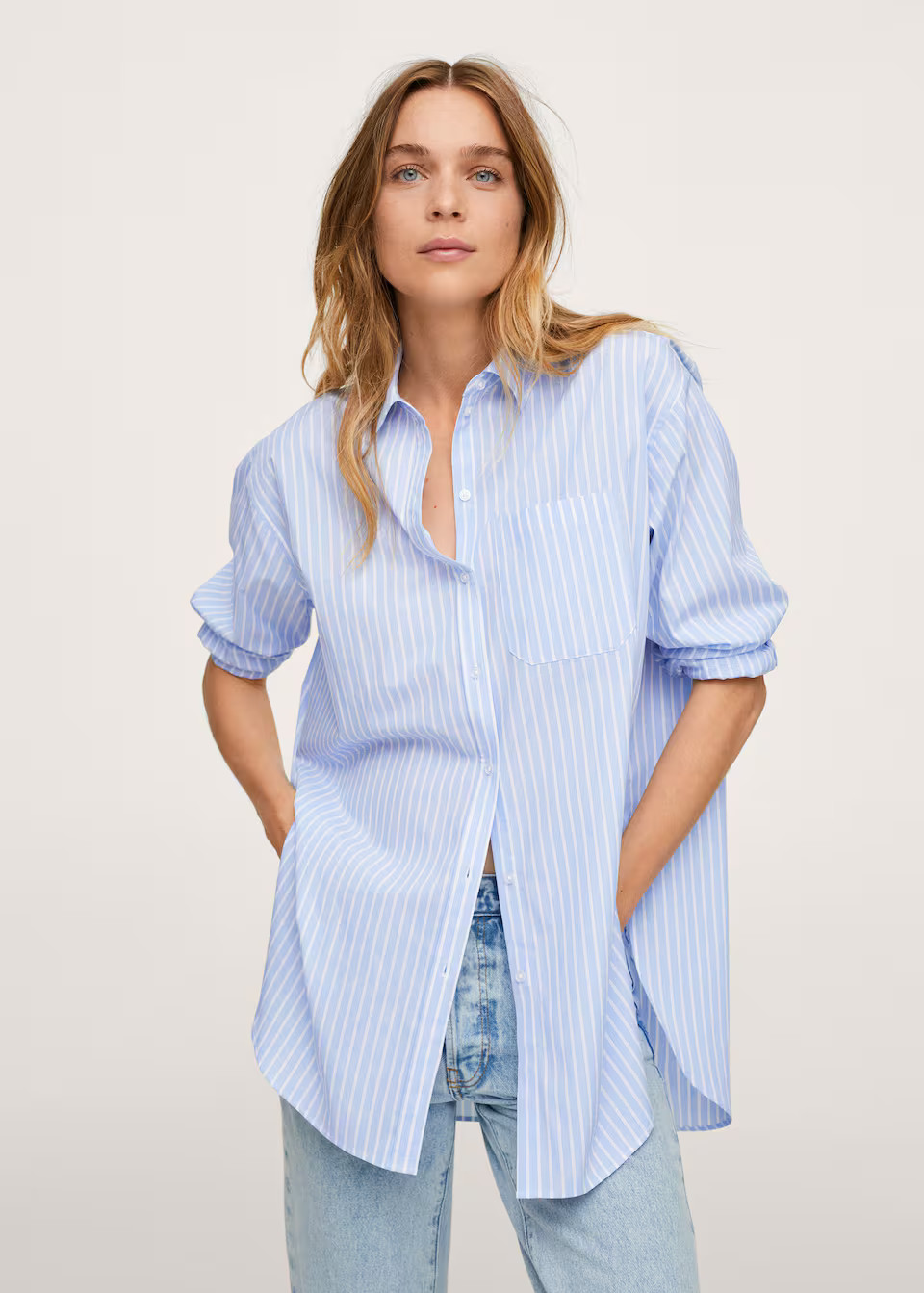 Oversize striped shirt | MANGO (US)