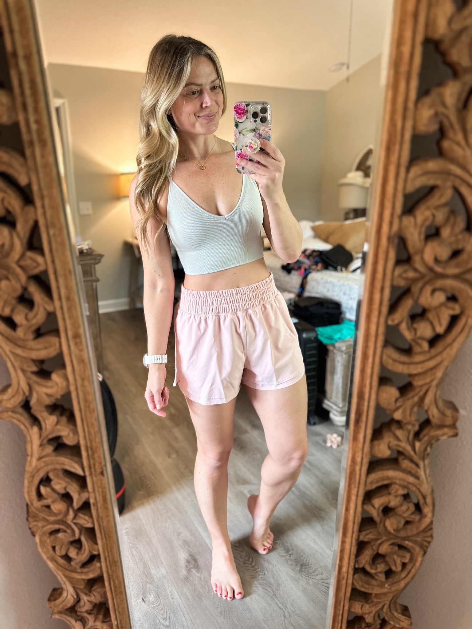 Calia Brand changed up my favorite shorts in the best way! I love them even more now! They have a thinner, stretchier waist and! Linking them with my absolute FAVVV seamless push up sports bra by DSG 🫶🏻💕

#LTKfitness #LTKSpringSale #LTKsalealert