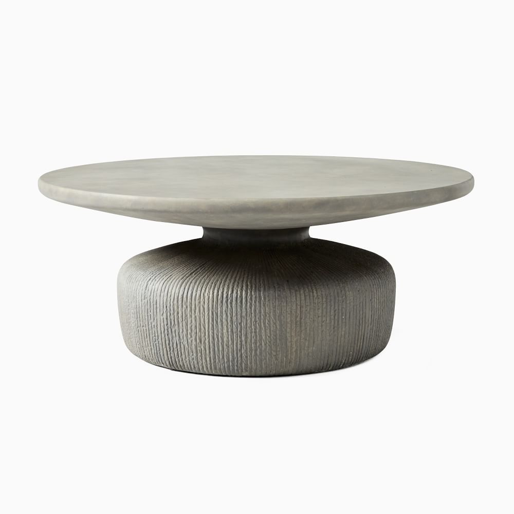 Tambor Round Coffee Table, 40", Concrete Gray | West Elm (US)