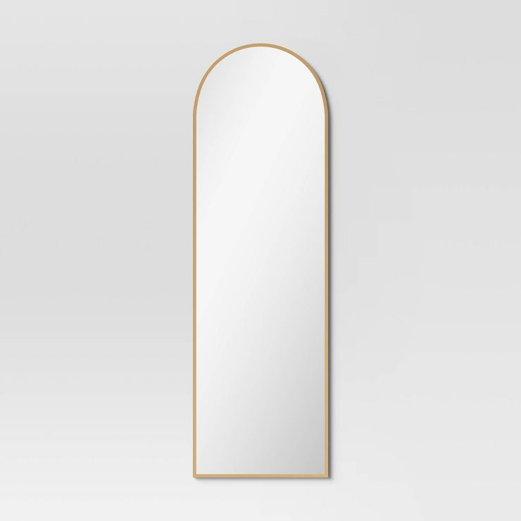 20" x 65" Arched Metal Leaner Mirror Brass - Threshold™ | Target